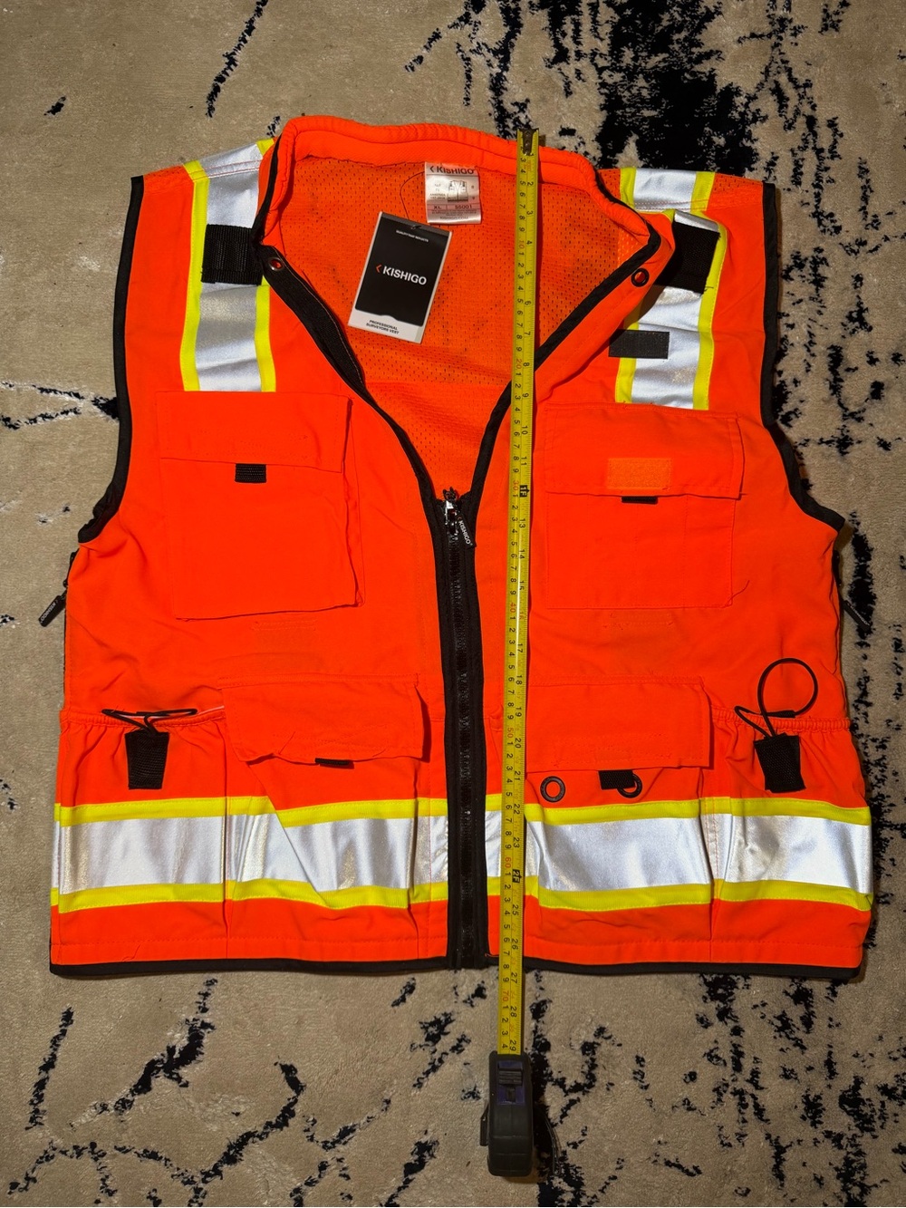 High-Visibility Safety Vest in Bright Orange with Reflective Stripes - KISHIGO